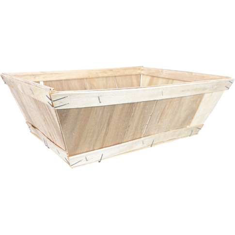 Grote vierkante houten mand 42,5x30x13,5 cm, draagkracht 10 kg