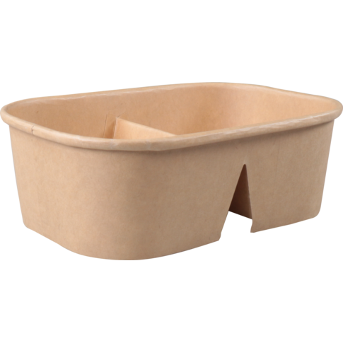 Barquette, Papier kraft + PP , 2 compartiments , 700ml, barquette kilo, 171x118x57mm, 