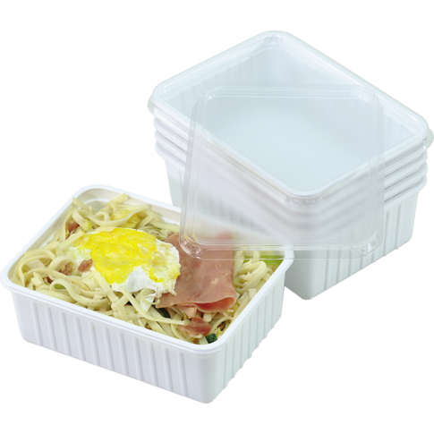 Bak, PS, 1000ml, incl. deksel, kilobak, 180x135x60mm, wit