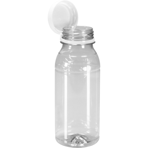 Fles, petfles, Gerecycled PET, met vaste dop, 250ml, transparant/wit