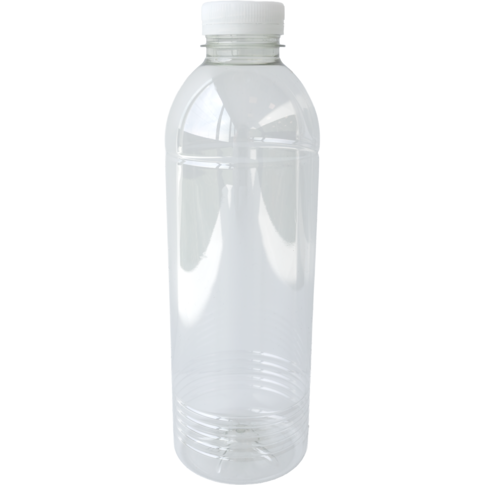 Fles, petfles, Gerecycled PET, met vaste dop, 1000ml, transparant