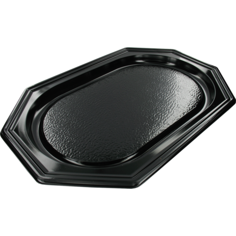Schaal, cateringschaal, gerecycled PET, 8-hoekig, 350x250x25mm, zwart