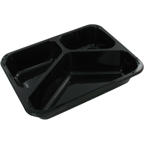 Bak, CPET, 3-vaks, menubak, 227x178x43mm, zwart