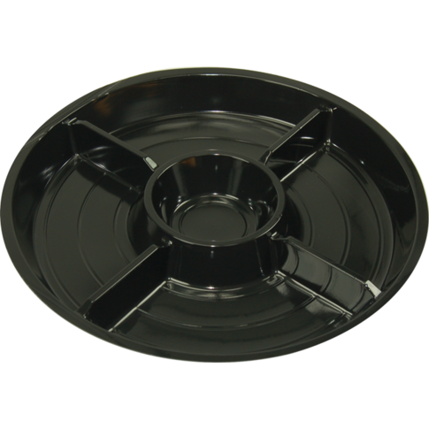 Schaal, fondueschaal, 5-vaks, gerecycled PET, rond, 25mm, ∅260mm, zwart