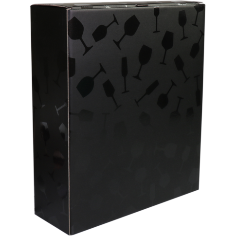  Flesdoos, Wijnglas, karton, 3 flessen, 285x95x330mm, zwart