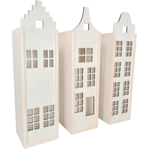 Caisse, Grachtenpand, 1 bouteille, couvercle coulissant, 330x95x95mm, bois , naturel