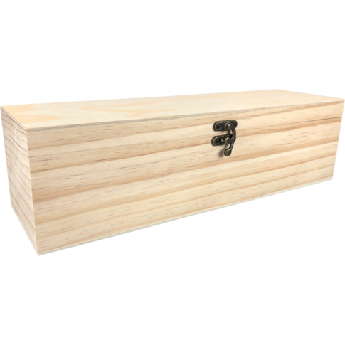Caisse, 1 bouteille, couvercle à charnière, 340x95x95mm, bois , naturel