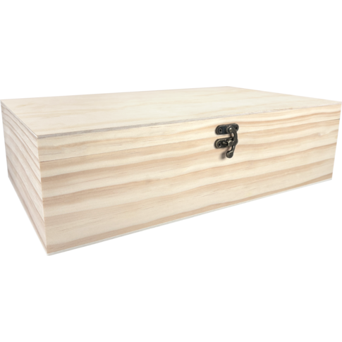 Caisse, 2 bouteilles, couvercle à charnière, 340x195x95mm, bois , naturel
