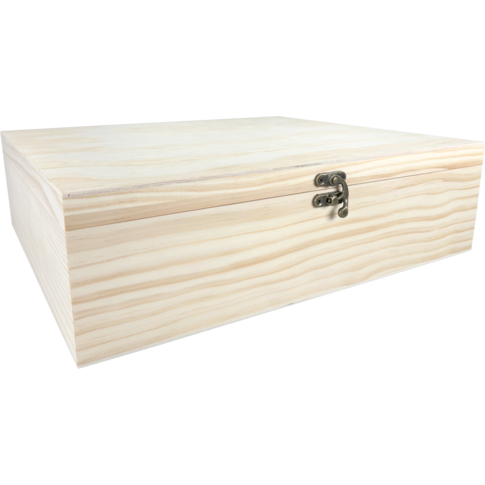 Caisse, 3 bouteilles , couvercle à charnière, 340x285x95mm, bois , naturel