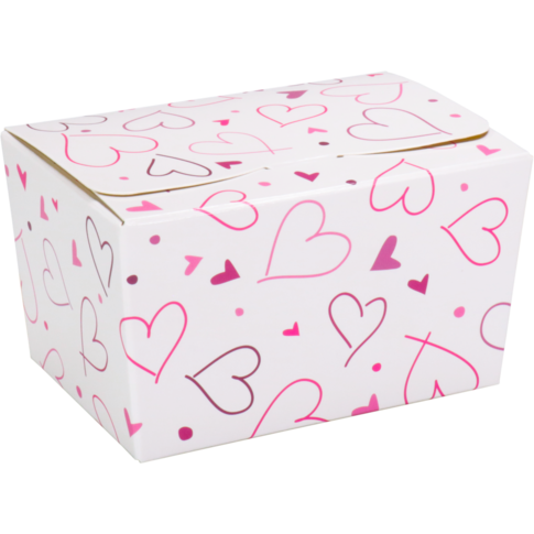Ballotin, Hearts, karton + PP, 150gr, 89x60x55mm, wit
