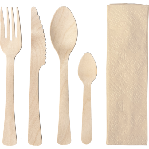 Depa Bestekset, incl. servet, hout, 160mm, naturel