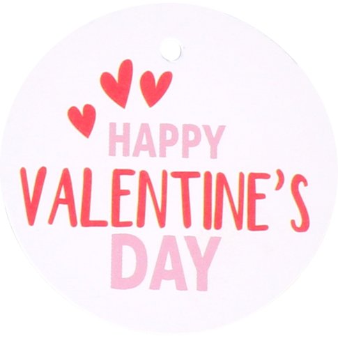 Etikett, kraftpapier, Happy Valentine’s Day, Ø5cm, rosa/rot