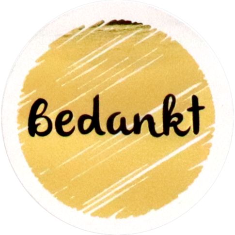 Etiket, papier, Bedankt, permanent, ∅40mm, goud/wit