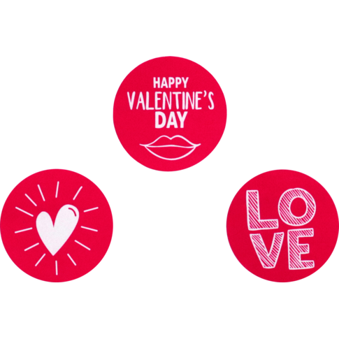 Etiket, papier, Love Notes, ∅45mm, rood/wit