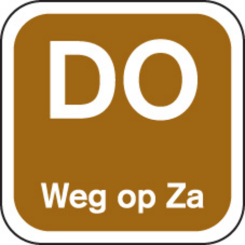 Label, DO weg op, papier, afwasbaar, 19x19mm, bruin