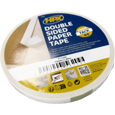 HPX, Papiertape, solvent, PP, 12mm, 50m, wit
