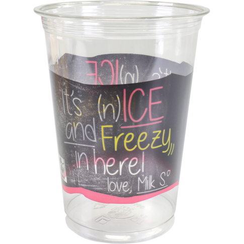 Depa, Milkshakebeker, ICE is (N)ICE, Gerecycled PET, 400ml, 16oz, Ø90mm, transparant/roze