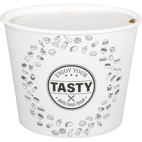 Depa Container, Cardboard + PE, 3800ml, TASTY, incl. lid, foodbucket, 168mm, white
