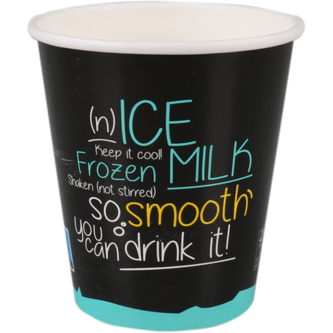 Depa, Milkshakebeker, ICE is (N)ICE, Karton + PE, 300ml, 12oz, Ø90mm, zwart/lichtblauw