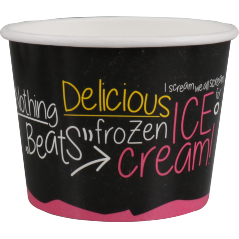 Cup, ijscup, 300ml, 12oz, Ø 101mm, 77mm, karton + PE, zwart/roze