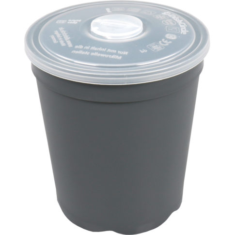 DishCircle, Soepbeker, incl. deksel, PP, reusable, 480ml, Ø97mm, grijs/transparant