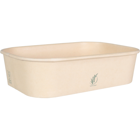 Depa Bak, Bamboepapier + PP, 500ml, maaltijdcontainer, 169x117x41mm, naturel
