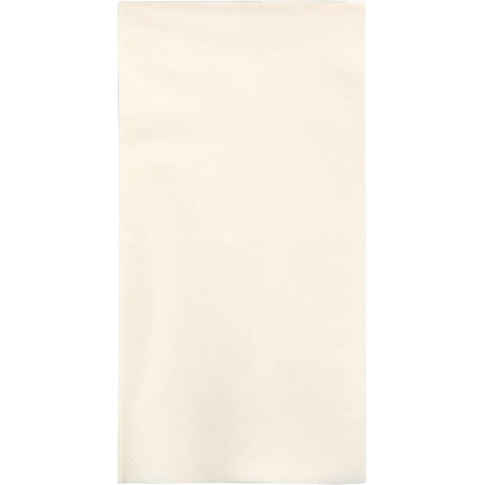 3-laags crèmekleurig cellulose servet van 40 x 40 cm met 1/8-vouw voor horeca en catering.