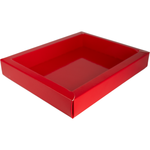  Chocoladeletterdoos, excl. deksel, GK1, karton + PET, 130x90x25mm, Sinterklaas, rood