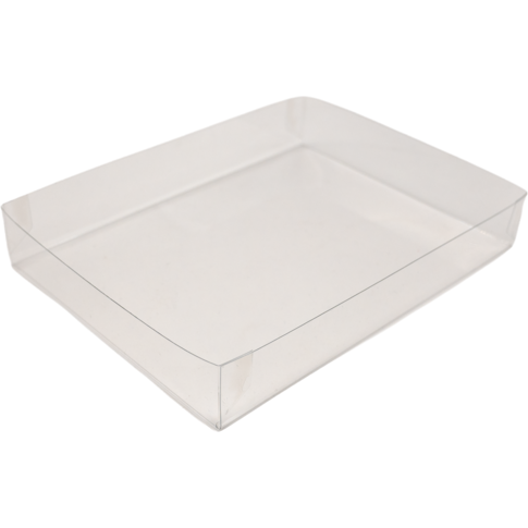 Deksel, chocoladeletterdoos GK1, PET, rechthoekig, 152x112x25mm, transparant