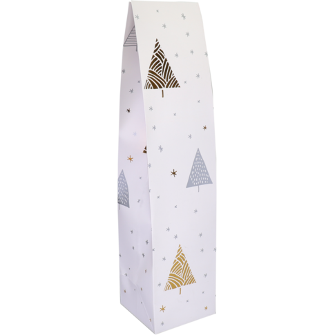 Fleszak, 9.5x41x9.5cm, Under The Stars, papier + PP, wit/goud/zilver