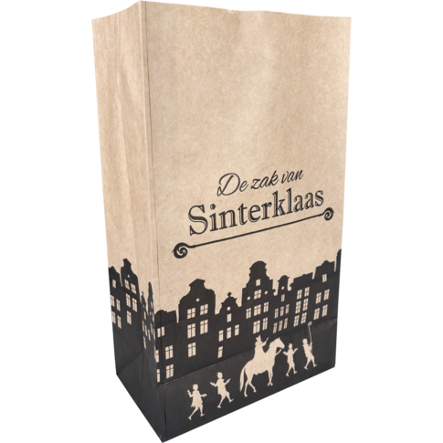 Zak, Blokbodemzak, Papier, 18/ 10x31cm, De zak van Sinterklaas, bruin