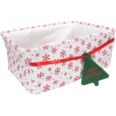 Mand, pE, 36x26x15cm, rechthoekig, rood/wit/groen