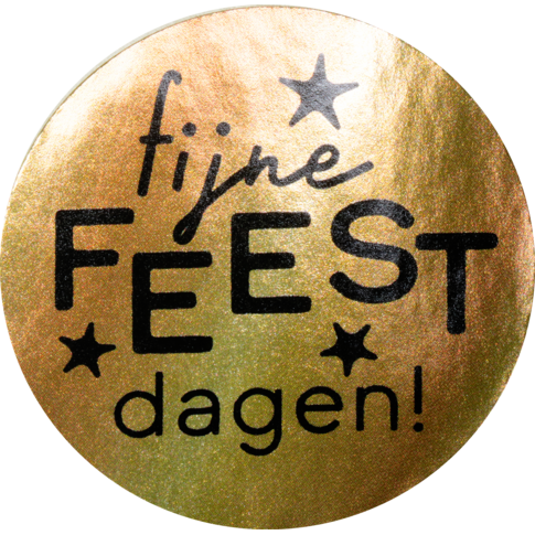 Etiket, Cadeauetiket, papier, Fijne Feestdagen, ∅45mm, goud/zwart