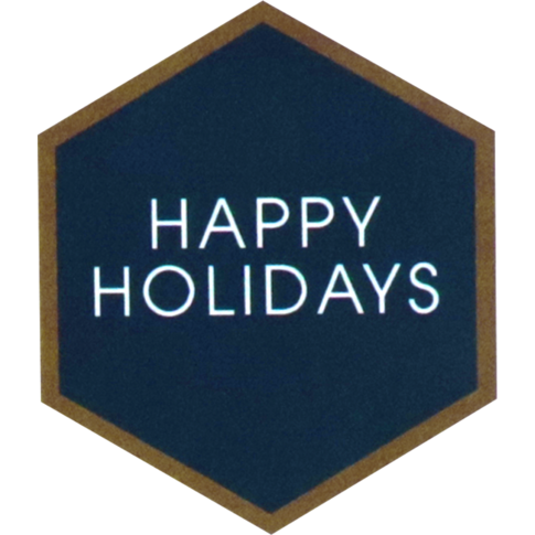 Etiket, Happy Holidays Hexagon, 46x40mm 