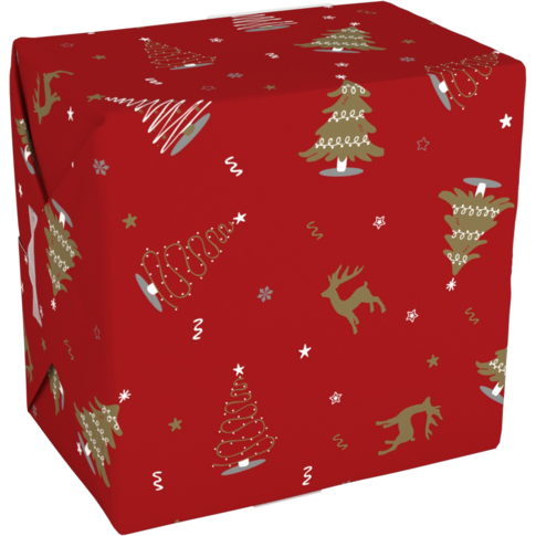 Cadeaupapier, 50cm, 200m, 80gr/m², Wonderful Time, rood/goud