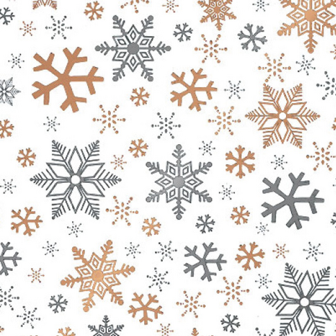 Wit inpakpapier met sneeuwvlokmotief – 50cm breed, 100m lang – voor een stijlvolle winterlook.
