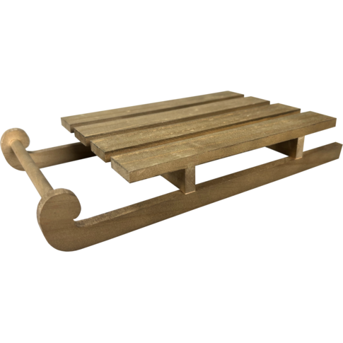 Houten slee van 25x13,5x4 cm, FSC-gecertificeerd, naturel kleur, decoratief winters accent voor interieur en etalage.
