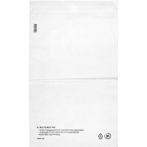 Zak, Verzendzak, Gerecycled LDPE, 36x54cm, 65my, wit
