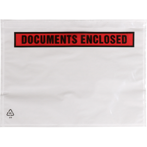 SendProof® Envelop, paklijstenvelop, documents enclosed, 225x165mm, A5/C5, zelfklevend, lDPE, transparant