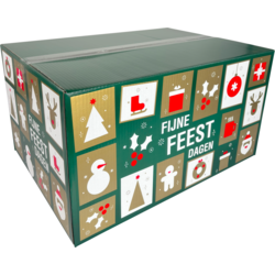 Extra grote kerstdoos met tegelontwerp, 55x39x30 cm – FSC-gecertificeerd, ideaal voor royale kerstpakketten.