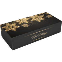 Large stollen box with glitter star design, ideal for packaging Christmas stollen, pastries or other festive treats.
