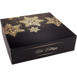 1-Pfund-Kranzbox mit Glitzerstern-Aufdruck, perfekt zum Verpacken von Kranzkuchen, Weihnachtsbroten oder runden Gebäckprodukten.