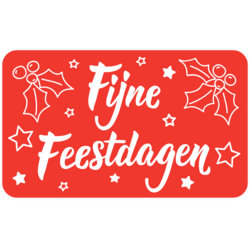Rotes Etikett mit dem Text „Frohe Feiertage“, 50x30 mm – ideal zum Personalisieren von Weihnachtsgeschenken.