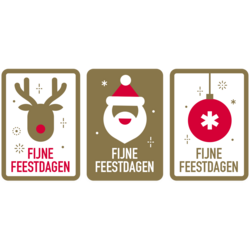 Assortiment d'étiquettes de Noël avec imprimé tuile, 35x50 mm – autocollants décoratifs pour emballage ou cartes.