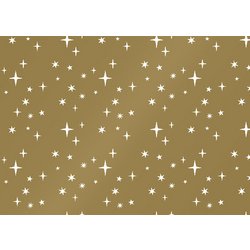 Narrow gold-coloured wrapping paper with a star design – luxurious look, 30cm wide, 200 metres per roll.